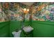 Eclectic powder room featuring colorful wallpaper, wainscoting, pedestal sink, and bright lighting at 619 Thomas Glenn Ct, Charleston, SC 29412