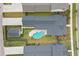 Aerial view of the property featuring a backyard oasis with a private pool, perfect for relaxation and entertainment at 703 Blueway Ave, Summerville, SC 29486