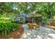 Backyard patio with dining area and lush landscaping at 802 Robert E. Lee Blvd, Charleston, SC 29412
