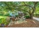 Backyard patio with stone fireplace and outdoor seating area at 802 Robert E. Lee Blvd, Charleston, SC 29412