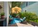 Cozy patio area with a shaded table and chairs, perfect for outdoor relaxation and entertaining at 907 High Nest Ln, Charleston, SC 29412