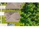 An aerial view displays the neighborhood homes with well-manicured lawns and trees at 9710 Table Mountain Ln, Ladson, SC 29456