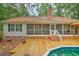 Home exterior featuring a pool, deck and screened-in porch at 100 Dacs Ln, Summerville, SC 29483
