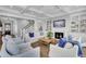 Bright living room with coffered ceilings, fireplace, and comfortable seating at 1098 Reserve Ln, Awendaw, SC 29429