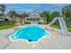 Backyard pool featuring a slide, lounge chairs, and an umbrella-covered table at 120 Greenhill Pastures, Summerville, SC 29483