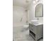 Bathroom featuring a modern vanity with vessel sink, shower-tub combo, and marble tile floor at 1274 Hampshire Rd, Charleston, SC 29412