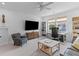 Bright bonus room featuring neutral paint, a ceiling fan, recessed lighting and modern furniture at 1439 Rivers Cotton Rd, Charleston, SC 29412