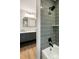 Stylish bathroom featuring a double sink vanity and shower-tub combo with modern tile at 1478 Diamond Blvd, Mount Pleasant, SC 29466