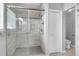 Updated shower features stylish tile, glass enclosure, and modern fixtures in a bright and clean space at 169 Historic Dr, Mount Pleasant, SC 29464