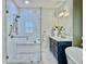 Beautiful bathroom featuring a tiled walk-in shower, sleek vanity, and modern fixtures at 195 Prestwick Ct, Summerville, SC 29483