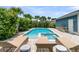 Inviting backyard pool and spa with lounge chairs, perfect for relaxation and entertaining at 2219 Kemmerlin St, Johns Island, SC 29455