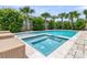 Stunning backyard pool with a spa surrounded by palm trees and lush landscaping at 2219 Kemmerlin St, Johns Island, SC 29455