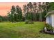 Landscaped backyard with lush lawn, established garden, and fire pit area for enjoying evenings outdoors at 242 Cheyenne Rd, Summerville, SC 29483