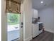 Bright laundry room with modern washer and dryer, storage cabinets, and exterior door at 242 Cheyenne Rd, Summerville, SC 29483