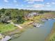 Beautiful aerial of harbor homes with docks for water access at 261 Palm St, Mount Pleasant, SC 29464