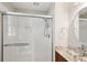 Clean bathroom with shower featuring glass door, vanity, and modern fixtures at 712 Wakendaw Blvd, Mount Pleasant, SC 29464