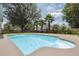 Refreshing backyard pool surrounded by lush landscaping, palm trees and a privacy fence at 7511 Hawks Cir, Hanahan, SC 29410