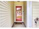 Close-up of the front door, showing a welcoming entrance with decorative elements at 104 Lancaster Ct, Goose Creek, SC 29445