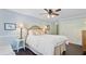 Bedroom features hardwood floors, a ceiling fan, and a large double-door closet at 110 W 2Nd South St, Summerville, SC 29483