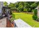 Expansive backyard with lush green lawn, patio area, mature trees, and well-maintained landscaping at 125 Spring Meadows Dr, Summerville, SC 29485