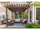 Inviting covered outdoor patio with stylish seating area and lush greenery, perfect for relaxing or entertaining at 125 Spring Meadows Dr, Summerville, SC 29485