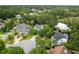 An aerial view displays homes nestled among a vibrant canopy of trees and landscaping at 1417 S Jetties Ct, Mount Pleasant, SC 29466