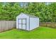 Exterior of a storage shed in a well-kept backyard, providing extra space for tools and equipment at 146 Chaste Tree Cir, Goose Creek, SC 29445