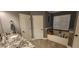 Bright bathroom features tiled floors, a soaking tub, and double sinks at 148 Hidden Hills Rd, Cross, SC 29436