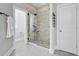Modern bathroom showcasing a glass-enclosed shower with tiled walls and a spacious layout at 1485 Bourne Xing, Mount Pleasant, SC 29466