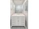 Bathroom vanity with marble countertop, brushed nickel hardware, and lots of storage in this bathroom at 1505 Blaze Ln, Charleston, SC 29412