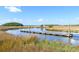 Scenic view of a long wooden dock reaching into the water, surrounded by tall marsh grasses at 1612 John Fenwick Ln, Johns Island, SC 29455