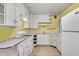 Efficient kitchen with white cabinets, yellow walls, and ample counter space for meal preparation and storage at 2665 Ranger Dr, North Charleston, SC 29405