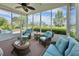 Relaxing screened-in porch with comfortable furniture and scenic views of pond at 310 Waterlily Way, Summerville, SC 29486