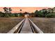 Sunset view of a marsh and wooden walkway leading to a beautiful home with inviting lights at 4385 Ten Shillings Way, Ravenel, SC 29470