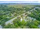 Expansive aerial view showcasing the neighborhood with lush greenery, a nearby golf course, and a distant cityscape skyline at 501 Joseph St, Charleston, SC 29412