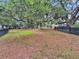 Spacious backyard with mature trees providing ample shade, bordered by a black fence at 701 Hibbens Grant Blvd, Mount Pleasant, SC 29464