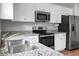 Close up of kitchen with stainless steel appliances and granite countertops at 717 Butter Rd, Bonneau, SC 29431