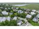 Aerial view showcasing homes nestled amidst lush greenery and winding waterways at 732 Gate Post Dr, Mount Pleasant, SC 29464