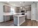 Modern kitchen featuring gray cabinets, an island with white countertop, and stainless steel appliances at 153 Royal Cainhoy Way, Huger, SC 29450
