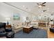 Open-concept living room featuring hardwood floors, comfortable seating, and elegant coastal décor at 1604 Jungle Rd, Edisto Island, SC 29438