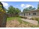 Private backyard features a small patio area with chairs and a well-maintained lawn at 1940 Orangeburg St, North Charleston, SC 29405