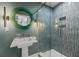 Sleek bathroom featuring a modern vanity and glass-enclosed shower with stylish tiling at 1940 Orangeburg St, North Charleston, SC 29405