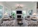 Cozy living room with a fireplace, modern lighting, and comfortable seating arrangement at 2408 Bent Oak Rd, Mount Pleasant, SC 29466