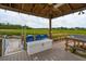 Well-equipped covered dock with storage and seating overlooking serene marshland, ideal for relaxation and outdoor enjoyment at 2834 Parkers Landing Rd, Mount Pleasant, SC 29466