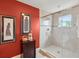 Shower with glass door and tan colored tile at 2834 Parkers Landing Rd, Mount Pleasant, SC 29466