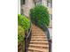 Curving brick staircase with black iron railing leads to the home's entrance at 2834 Parkers Landing Rd, Mount Pleasant, SC 29466