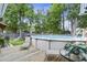 Backyard with above ground pool with lounge chairs and lush lawn at 414 Birch Ave, Goose Creek, SC 29445
