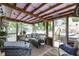 This sunroom offers a relaxing view of the backyard and pool at 414 Birch Ave, Goose Creek, SC 29445