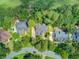 Aerial view of houses nestled among green trees, highlighting the landscaping and neighborhood layout at 4272 Persimmon Woods Dr, Charleston, SC 29420
