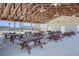Community pool house with multiple picnic tables, perfect for outdoor gatherings and relaxation at 104 Wild Orchid Way, Huger, SC 29450